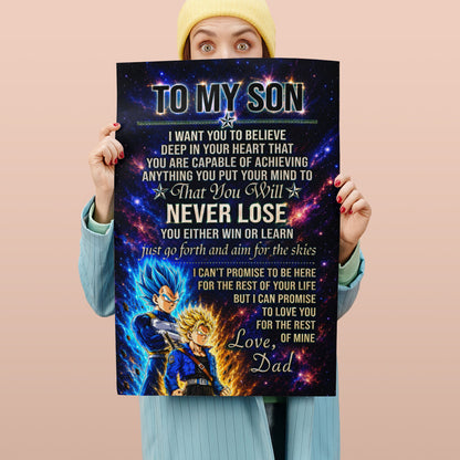 Dragon Ball Z Vegeta and Trunks Canvas Wall Art - To My Son From Dad Meaningful Inspirational Gift - DBZ Anime Ready to Hang Boy Room Decor - DR114