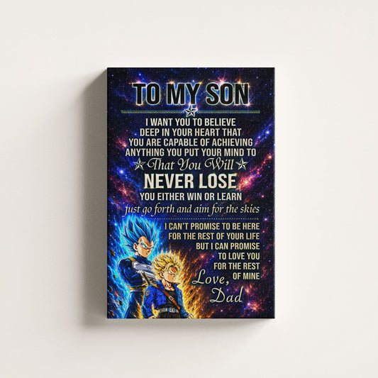 Dragon Ball Z Vegeta and Trunks Canvas Wall Art - To My Son From Dad Meaningful Inspirational Gift - DBZ Anime Ready to Hang Boy Room Decor - DR114