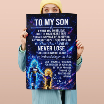 Dragon Ball Z Vegeta and Trunks Canvas Wall Art - To My Son From Dad Meaningful Inspirational Gift - DBZ Anime Ready to Hang Boy Room Decor - DR115