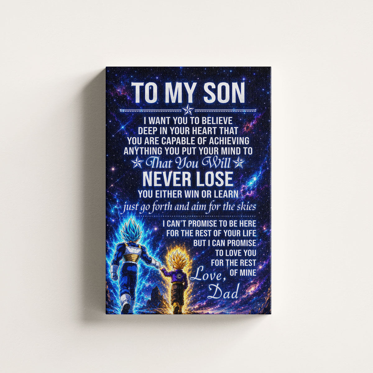 Dragon Ball Z Vegeta and Trunks Canvas Wall Art - To My Son From Dad Meaningful Inspirational Gift - DBZ Anime Ready to Hang Boy Room Decor - DR115
