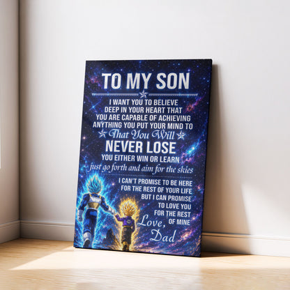 Dragon Ball Z Vegeta and Trunks Canvas Wall Art - To My Son From Dad Meaningful Inspirational Gift - DBZ Anime Ready to Hang Boy Room Decor - DR115