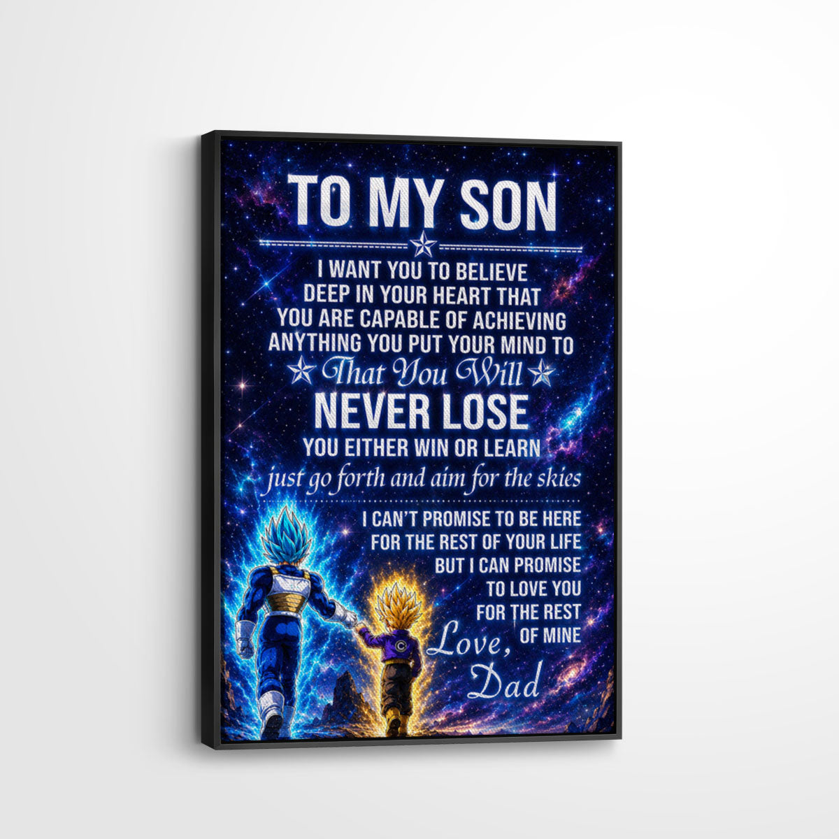 Dragon Ball Z Vegeta and Trunks Canvas Wall Art - To My Son From Dad Meaningful Inspirational Gift - DBZ Anime Ready to Hang Boy Room Decor - DR115