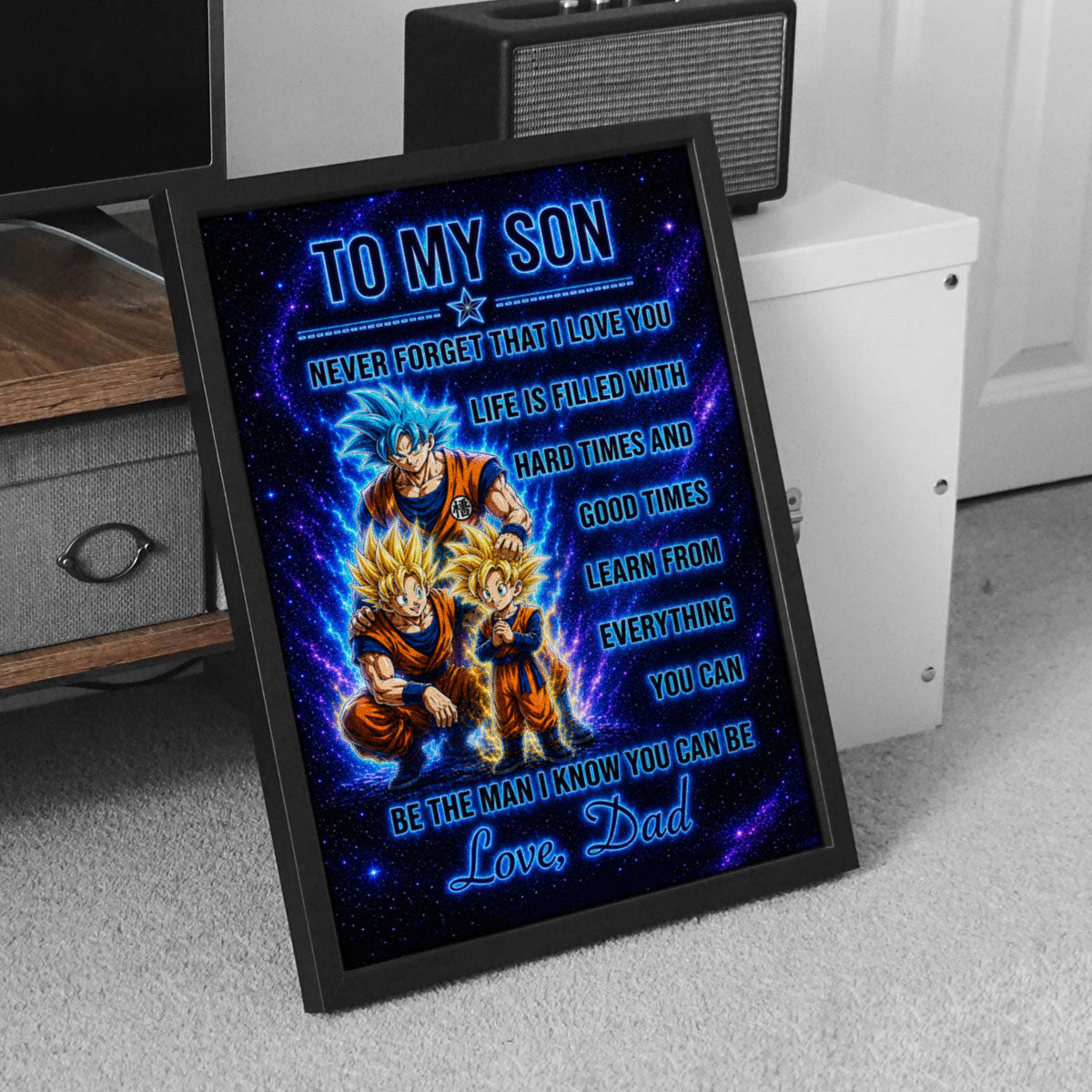 To My Son From Dad Dragon Ball Z Goku Gohan Canvas Wall Art - DBZ Poster Meaningful Inspirational Gift - Ready to Hang Boy Room Decor - DR120