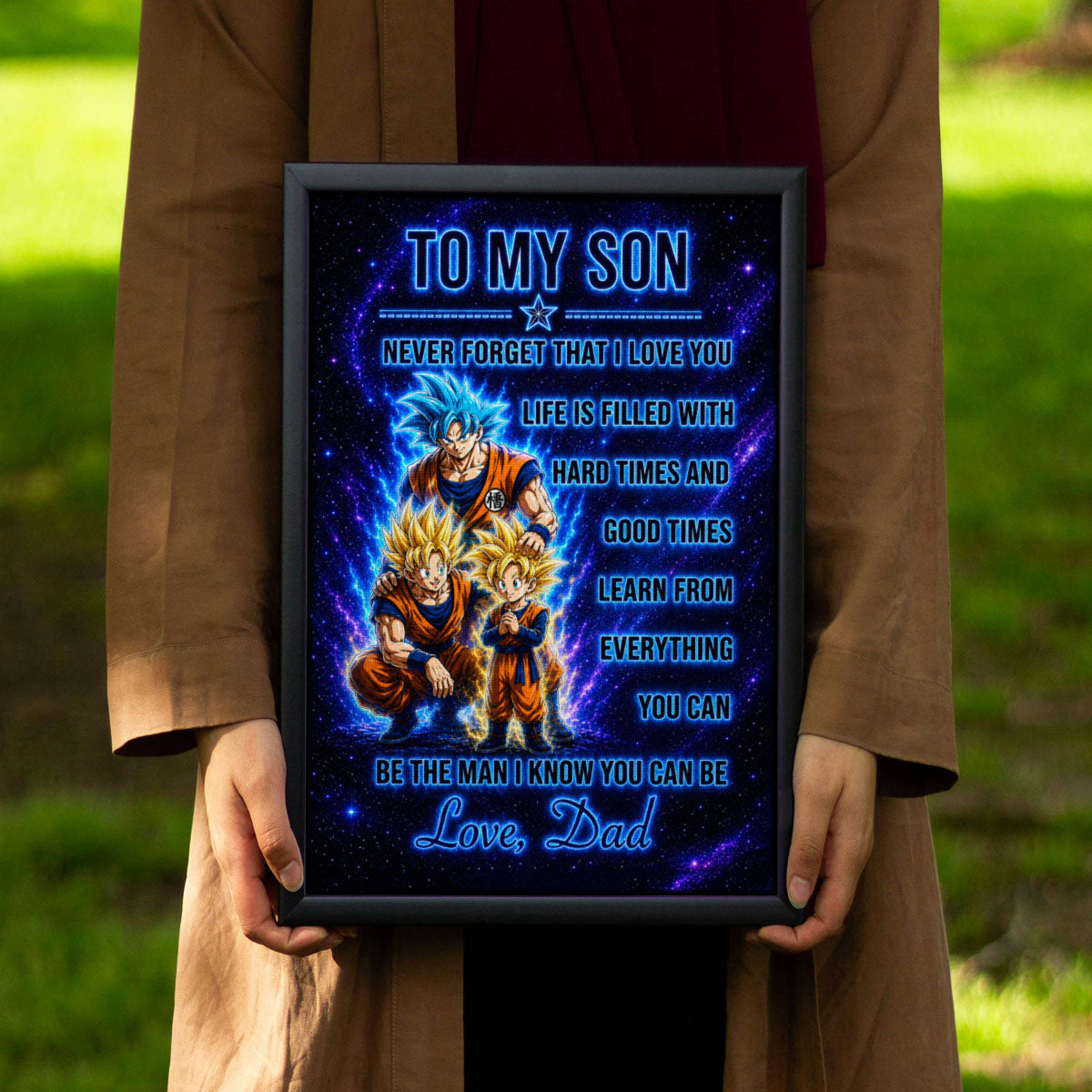 To My Son From Dad Dragon Ball Z Goku Gohan Canvas Wall Art - DBZ Poster Meaningful Inspirational Gift - Ready to Hang Boy Room Decor - DR120