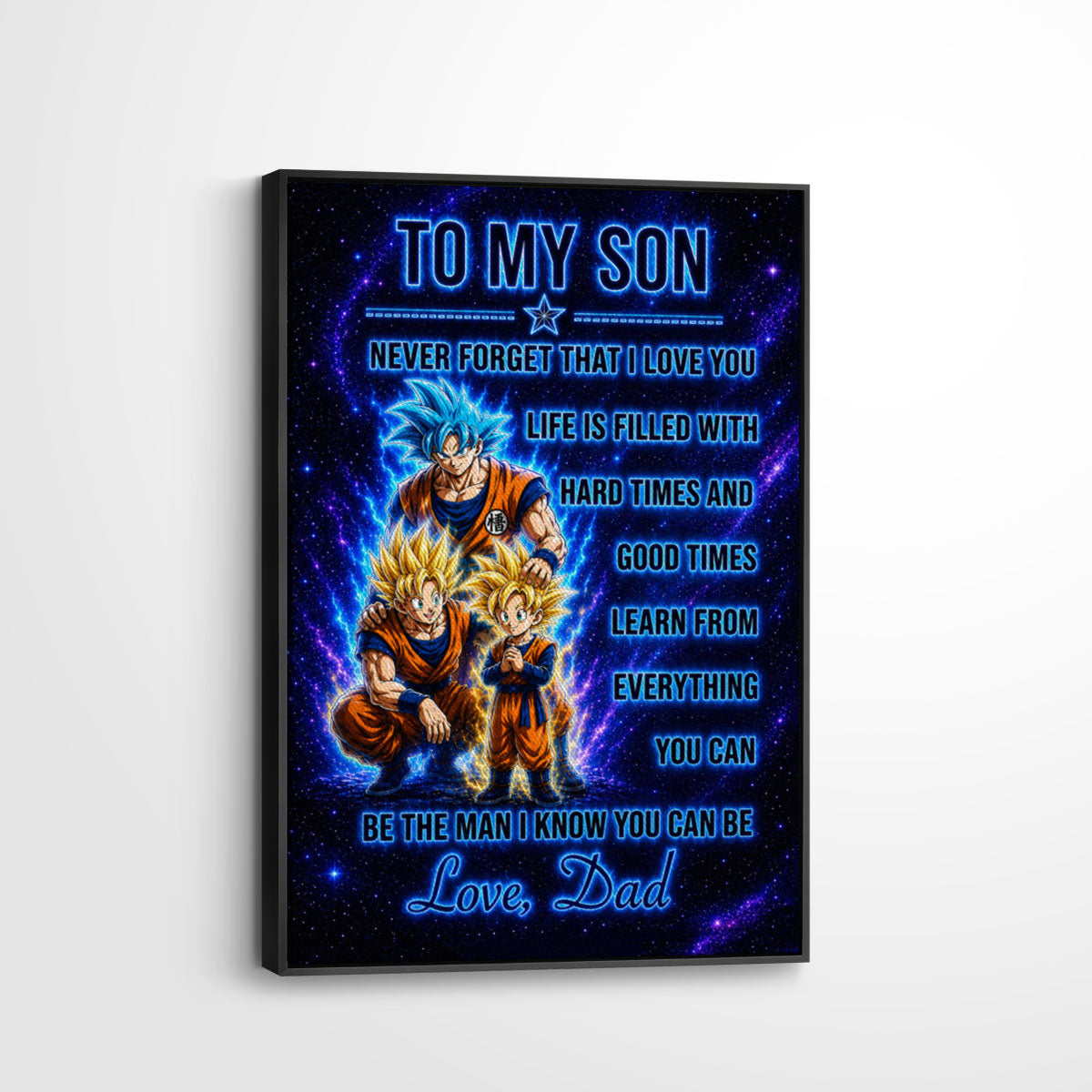 To My Son From Dad Dragon Ball Z Goku Gohan Canvas Wall Art - DBZ Poster Meaningful Inspirational Gift - Ready to Hang Boy Room Decor - DR120