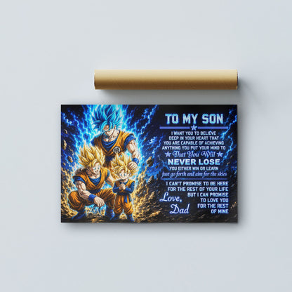 To My Son From Dad Dragon Ball Z Goku Gohan Canvas Wall Art - DBZ Poster Meaningful Inspirational Gift - Ready to Hang Boy Room Decor - DR123