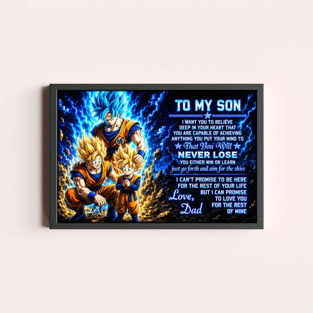 To My Son From Dad Dragon Ball Z Goku Gohan Canvas Wall Art - DBZ Poster Meaningful Inspirational Gift - Ready to Hang Boy Room Decor - DR123