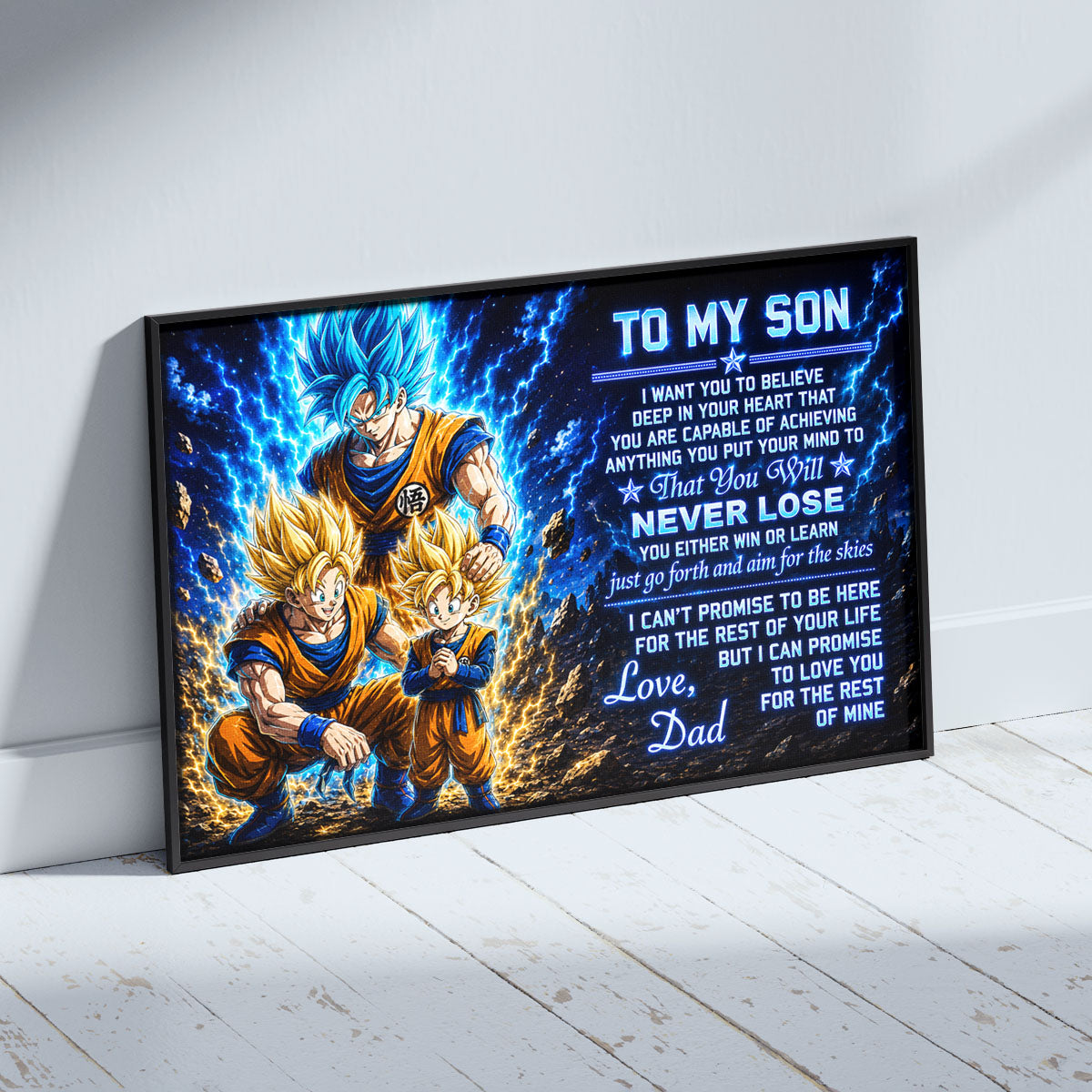 To My Son From Dad Dragon Ball Z Goku Gohan Canvas Wall Art - DBZ Poster Meaningful Inspirational Gift - Ready to Hang Boy Room Decor - DR123