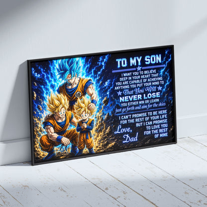 To My Son From Dad Dragon Ball Z Goku Gohan Canvas Wall Art - DBZ Poster Meaningful Inspirational Gift - Ready to Hang Boy Room Decor - DR123