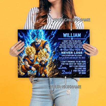 To My Son From Dad Dragon Ball Z Goku Gohan Canvas Wall Art - DBZ Poster Meaningful Inspirational Gift - Ready to Hang Boy Room Decor - DR123