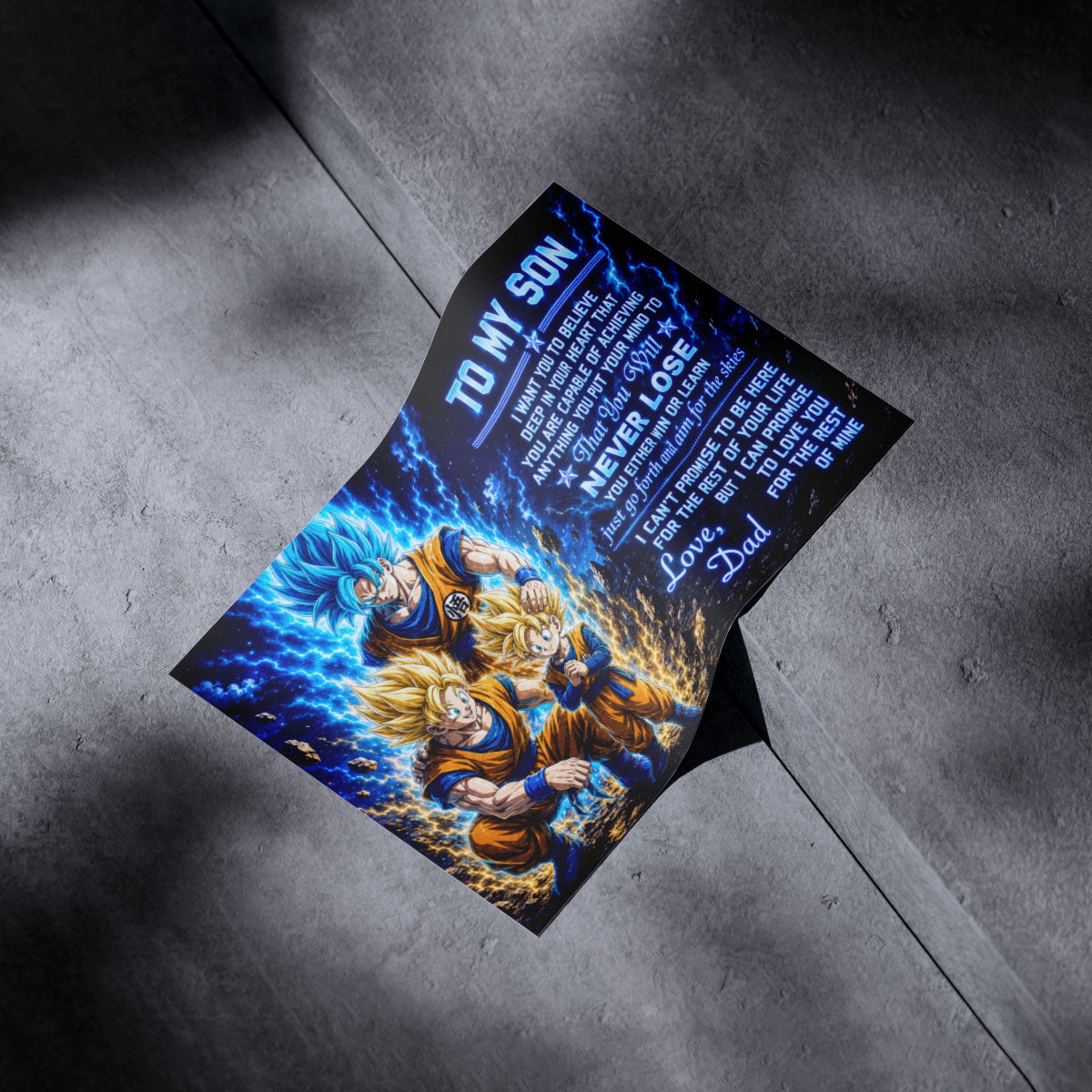 To My Son From Dad Dragon Ball Z Goku Gohan Canvas Wall Art - DBZ Poster Meaningful Inspirational Gift - Ready to Hang Boy Room Decor - DR123