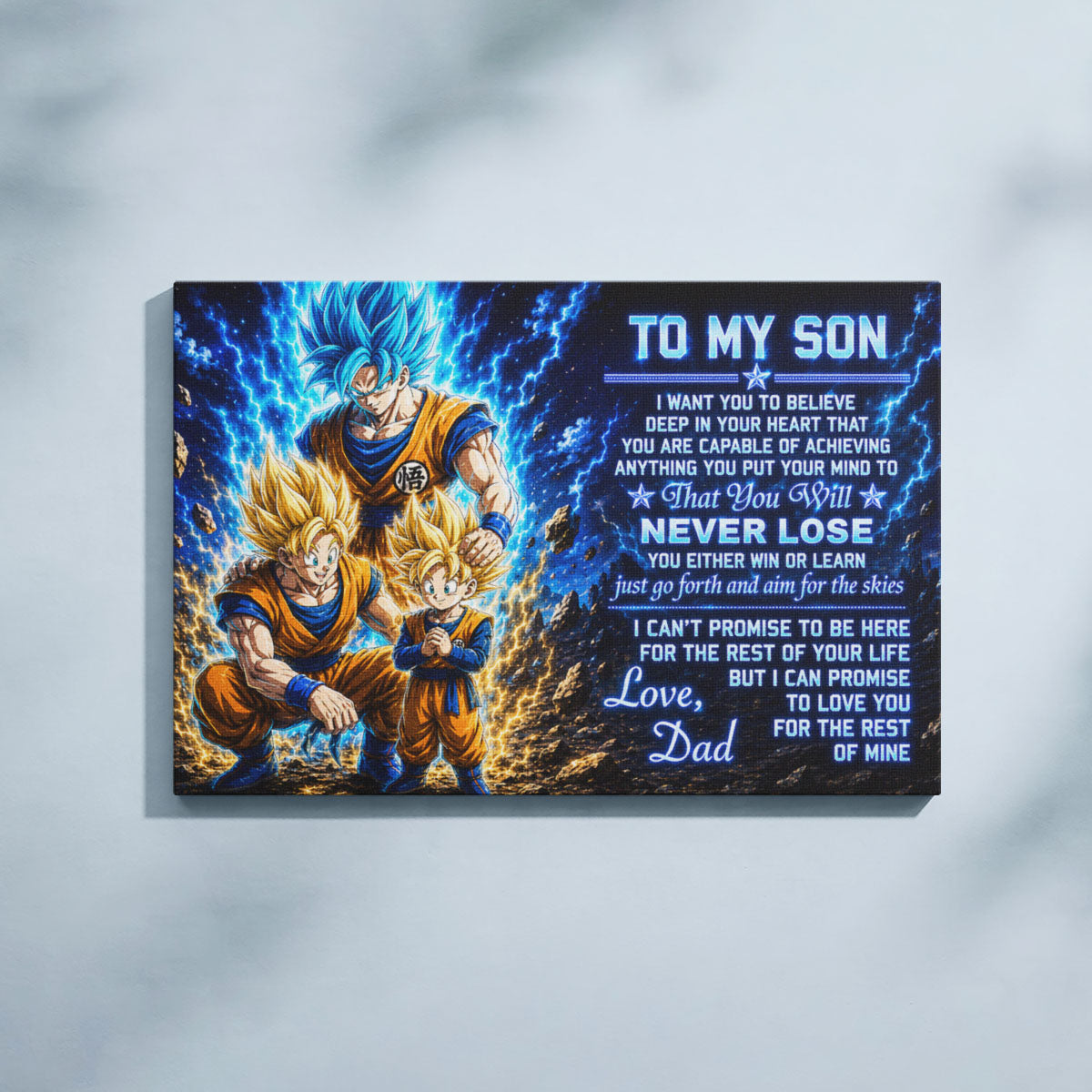 To My Son From Dad Dragon Ball Z Goku Gohan Canvas Wall Art - DBZ Poster Meaningful Inspirational Gift - Ready to Hang Boy Room Decor - DR123