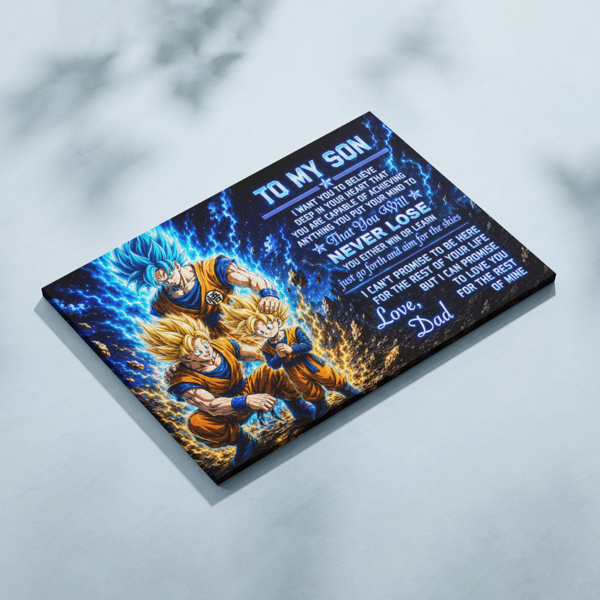To My Son From Dad Dragon Ball Z Goku Gohan Canvas Wall Art - DBZ Poster Meaningful Inspirational Gift - Ready to Hang Boy Room Decor - DR123