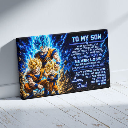 To My Son From Dad Dragon Ball Z Goku Gohan Canvas Wall Art - DBZ Poster Meaningful Inspirational Gift - Ready to Hang Boy Room Decor - DR123