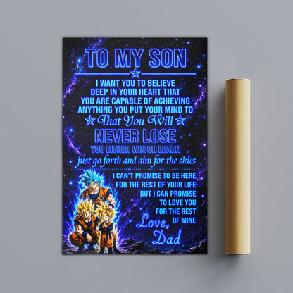 To My Son From Dad Dragon Ball Z Goku Gohan Canvas Wall Art - DBZ Poster Meaningful Inspirational Gift - Ready to Hang Boy Room Decor - DR124