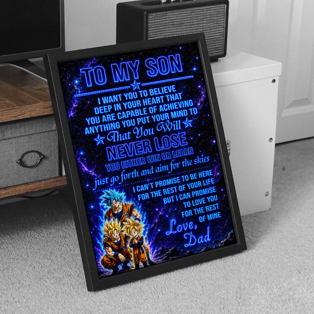 To My Son From Dad Dragon Ball Z Goku Gohan Canvas Wall Art - DBZ Poster Meaningful Inspirational Gift - Ready to Hang Boy Room Decor - DR124