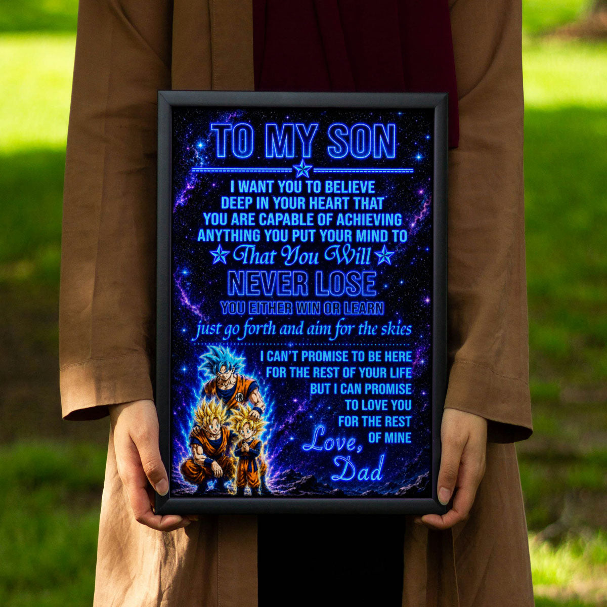 To My Son From Dad Dragon Ball Z Goku Gohan Canvas Wall Art - DBZ Poster Meaningful Inspirational Gift - Ready to Hang Boy Room Decor - DR124