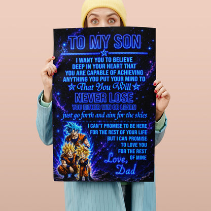 To My Son From Dad Dragon Ball Z Goku Gohan Canvas Wall Art - DBZ Poster Meaningful Inspirational Gift - Ready to Hang Boy Room Decor - DR124