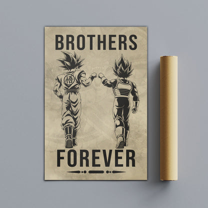Dragon Ball Super Saiyan Blue Goku & Ultra Ego Vegeta Canvas Wall Art - “Brothers Forever” DBZ Poster - Ready to Hang Home Office Decor - DR126