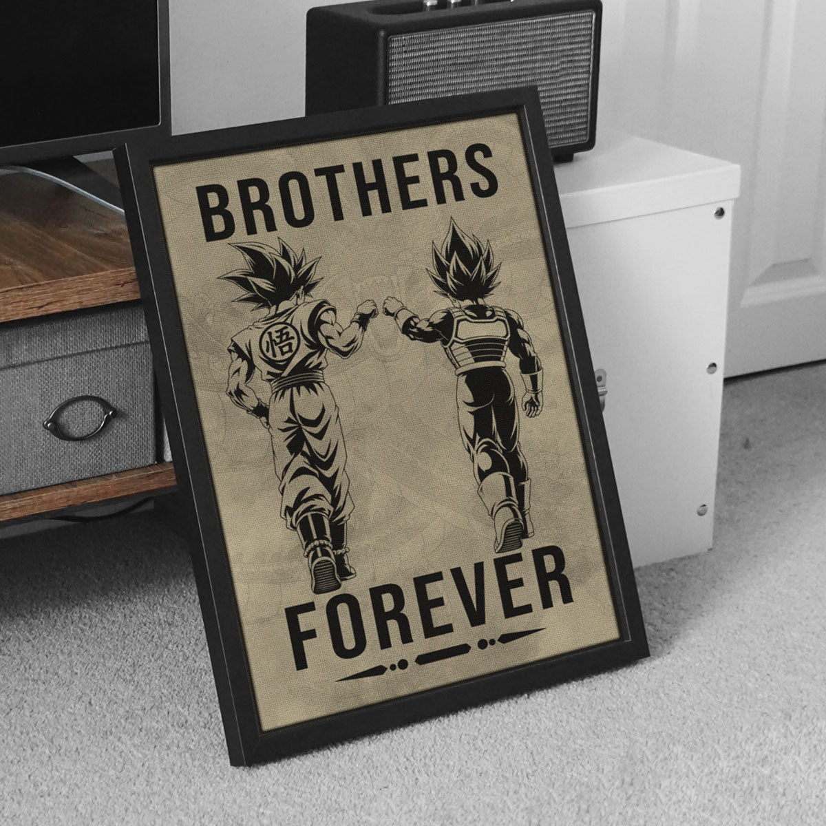 Dragon Ball Super Saiyan Blue Goku & Ultra Ego Vegeta Canvas Wall Art - “Brothers Forever” DBZ Poster - Ready to Hang Home Office Decor - DR126