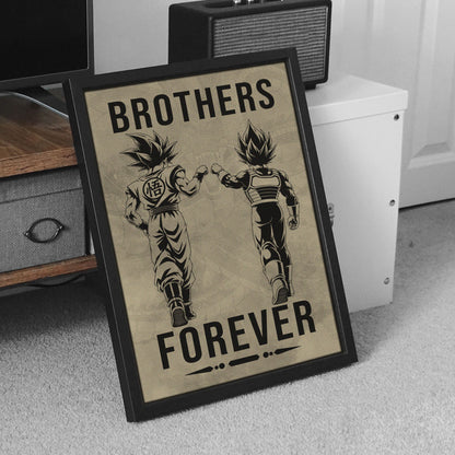 Dragon Ball Super Saiyan Blue Goku & Ultra Ego Vegeta Canvas Wall Art - “Brothers Forever” DBZ Poster - Ready to Hang Home Office Decor - DR126