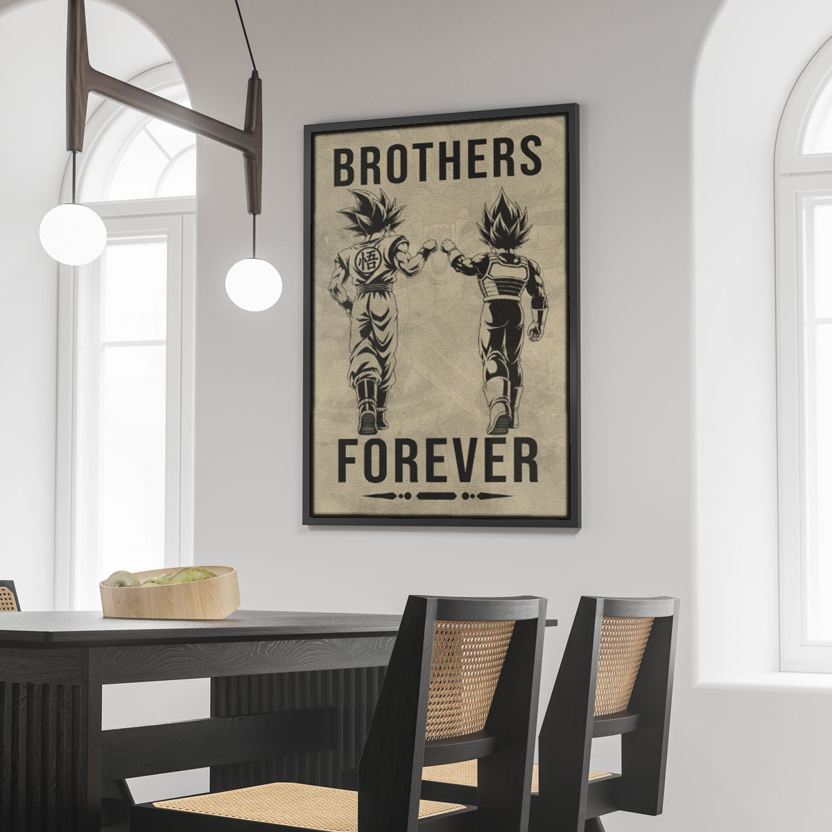 Dragon Ball Super Saiyan Blue Goku & Ultra Ego Vegeta Canvas Wall Art - “Brothers Forever” DBZ Poster - Ready to Hang Home Office Decor - DR126