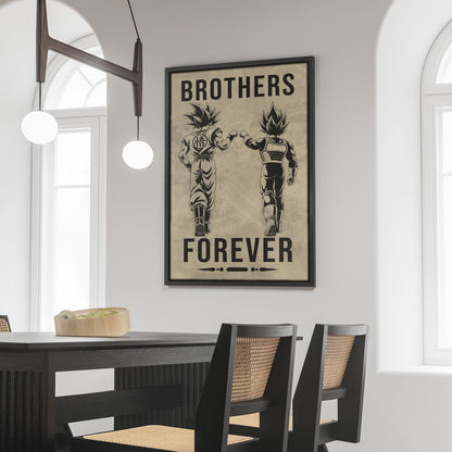 Dragon Ball Super Saiyan Blue Goku & Ultra Ego Vegeta Canvas Wall Art - “Brothers Forever” DBZ Poster - Ready to Hang Home Office Decor - DR126