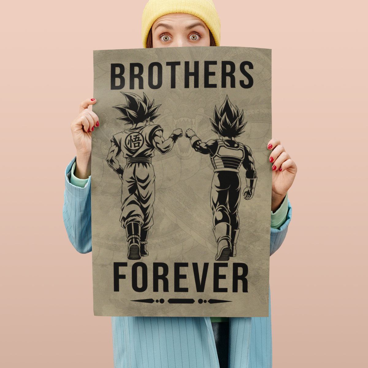 Dragon Ball Super Saiyan Blue Goku & Ultra Ego Vegeta Canvas Wall Art - “Brothers Forever” DBZ Poster - Ready to Hang Home Office Decor - DR126