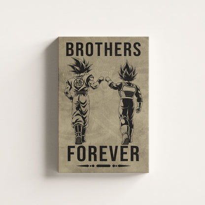 Dragon Ball Super Saiyan Blue Goku & Ultra Ego Vegeta Canvas Wall Art - “Brothers Forever” DBZ Poster - Ready to Hang Home Office Decor - DR126