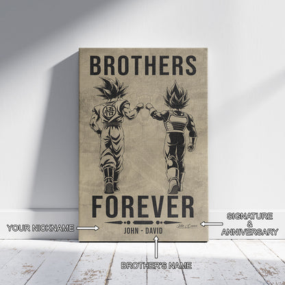 Dragon Ball Super Saiyan Blue Goku & Ultra Ego Vegeta Canvas Wall Art - “Brothers Forever” DBZ Poster - Ready to Hang Home Office Decor - DR126