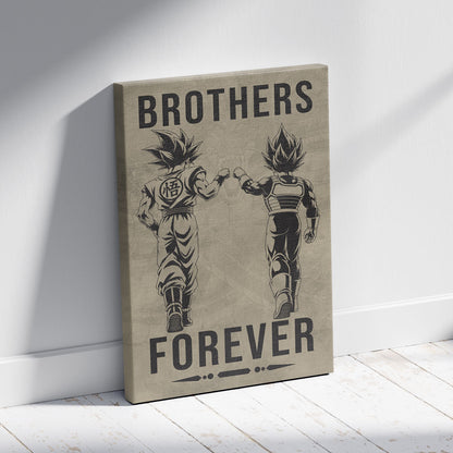 Dragon Ball Super Saiyan Blue Goku & Ultra Ego Vegeta Canvas Wall Art - “Brothers Forever” DBZ Poster - Ready to Hang Home Office Decor - DR126