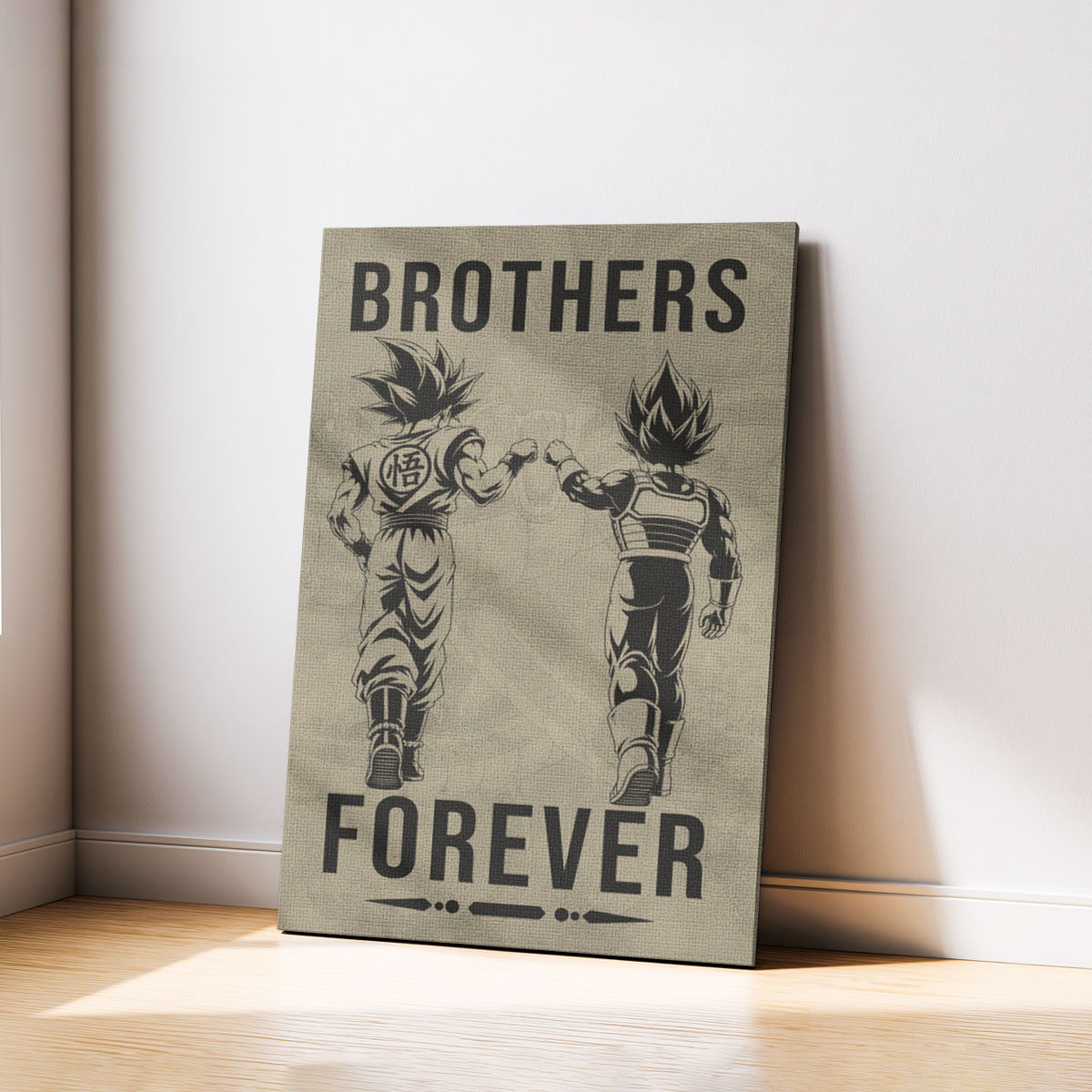 Dragon Ball Super Saiyan Blue Goku & Ultra Ego Vegeta Canvas Wall Art - “Brothers Forever” DBZ Poster - Ready to Hang Home Office Decor - DR126