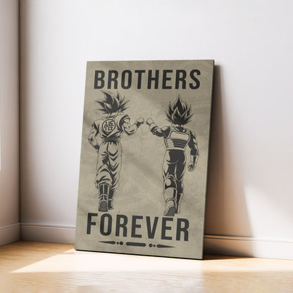 Dragon Ball Super Saiyan Blue Goku & Ultra Ego Vegeta Canvas Wall Art - “Brothers Forever” DBZ Poster - Ready to Hang Home Office Decor - DR126