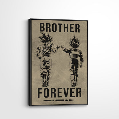 Dragon Ball Super Saiyan Blue Goku & Ultra Ego Vegeta Canvas Wall Art - “Brother Forever” DBZ Poster - Ready to Hang Home Office Decor - DR127