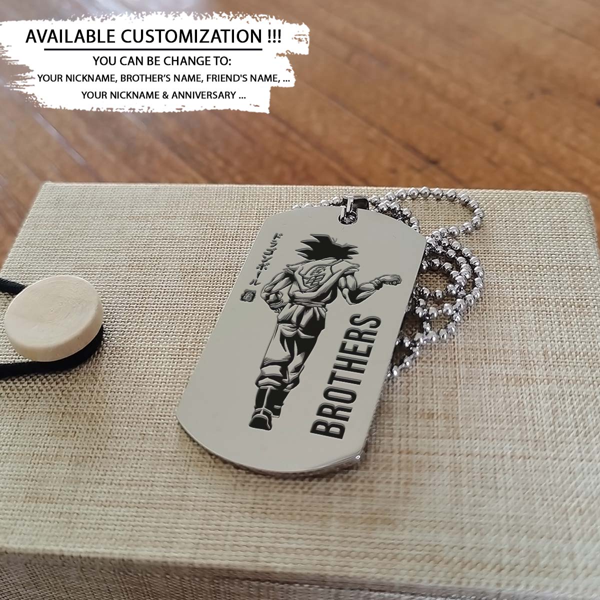 dragon ball dog tag - brother forever - goku - vegeta - dragon ball necklace - engrave dog tag