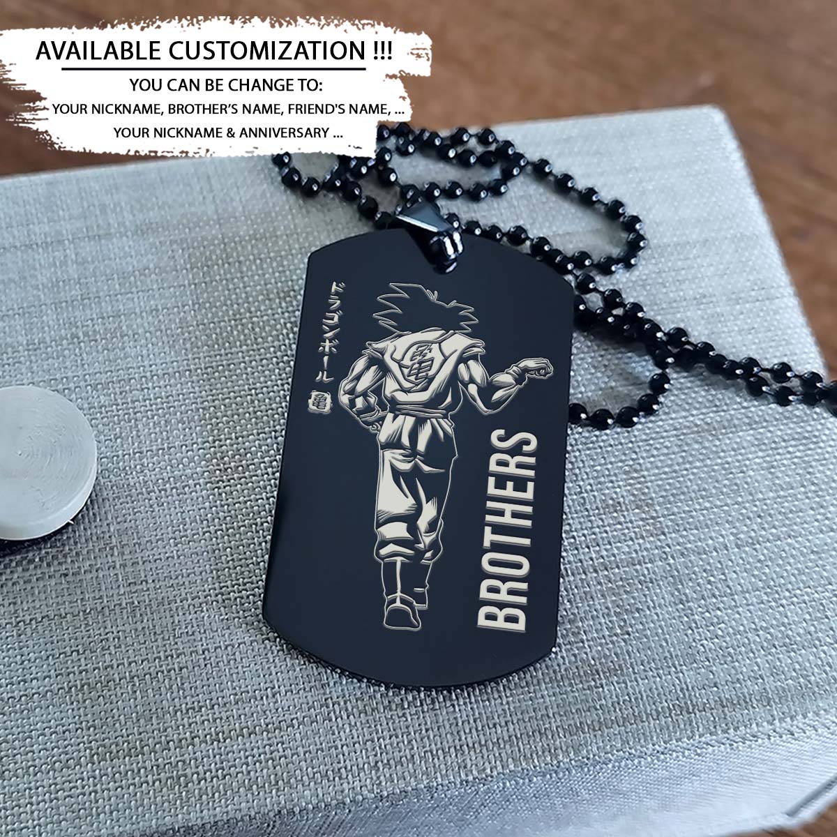 dragon ball dog tag - brother forever - goku - vegeta - dragon ball necklace - engrave dog tag