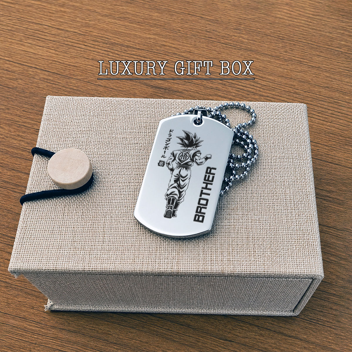 Personalized Dragon Ball Z Goku & Vegeta Brother Dog Tag Necklace - "Brother Forever" Engraved Stainless Steel Military Pendant Gift for Men