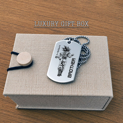 Personalized Dragon Ball Z Goku & Vegeta Brother Dog Tag Necklace - "Brother Forever" Engraved Stainless Steel Military Pendant Gift for Men