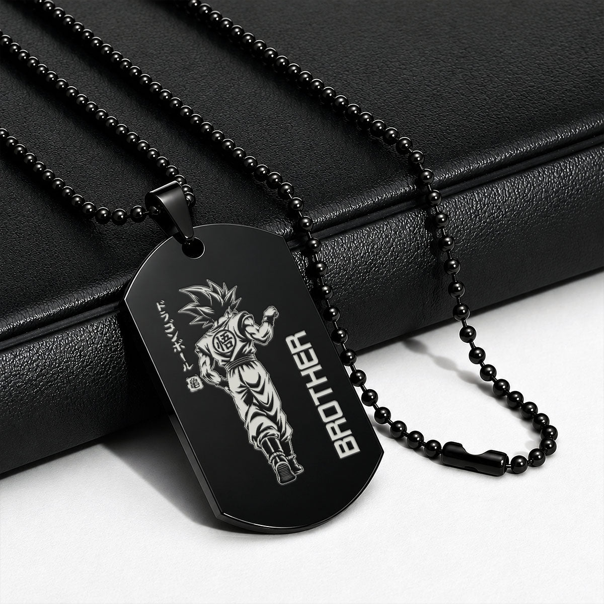 Personalized Dragon Ball Z Goku & Vegeta Brother Dog Tag Necklace - "Brother Forever" Engraved Stainless Steel Military Pendant Gift for Men