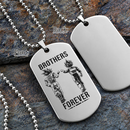 Personalized Dragon Ball Z Goku & Vegeta Brother Dog Tag Necklace - "Brothers Forever" Engraved Stainless Steel Military Pendant Gift for Men
