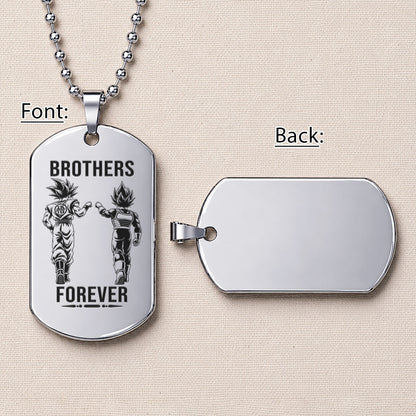 Personalized Dragon Ball Z Goku & Vegeta Brother Dog Tag Necklace - "Brothers Forever" Engraved Stainless Steel Military Pendant Gift for Men