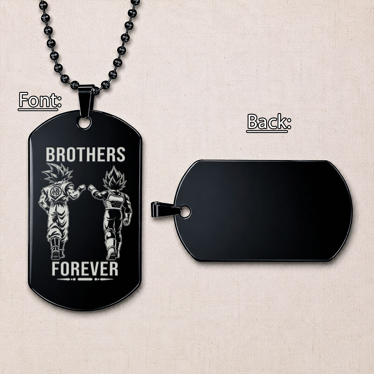 Personalized Dragon Ball Z Goku & Vegeta Brother Dog Tag Necklace - "Brothers Forever" Engraved Stainless Steel Military Pendant Gift for Men