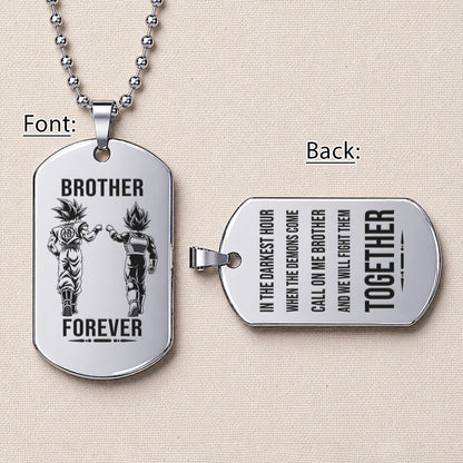Personalized Dragon Ball Z Goku & Vegeta Brother Dog Tag Necklace - "Brother Forever" Engraved Stainless Steel Military Pendant Gift for Men