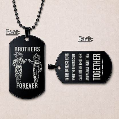 Personalized Dragon Ball Z Goku & Vegeta Brother Dog Tag Necklace - "Brothers Forever" Engraved Stainless Steel Military Pendant Gift for Men