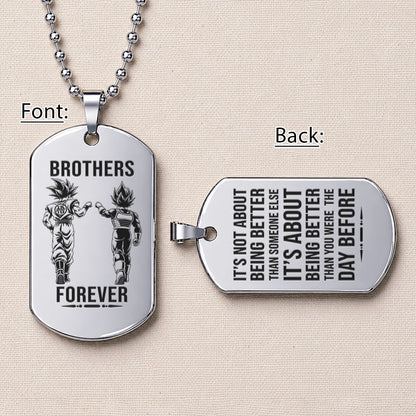 Personalized Dragon Ball Z Goku & Vegeta Brother Dog Tag Necklace - "Brothers Forever" Engraved Stainless Steel Military Pendant Gift for Men