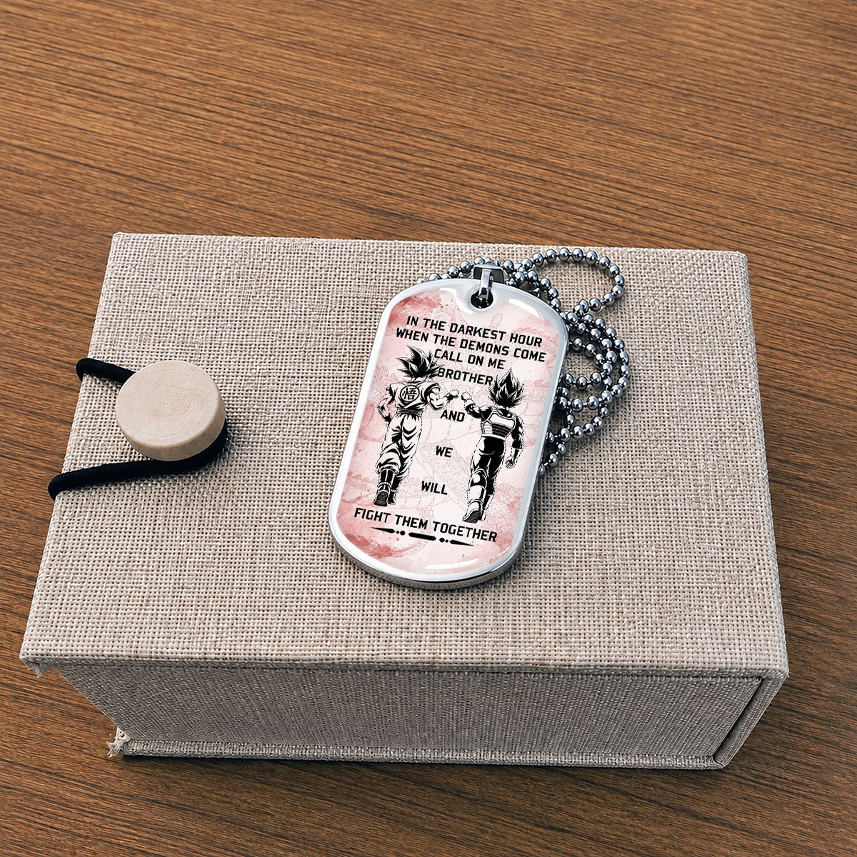 Custom Dragon Ball Goku & Vegeta Brother Dog Tag Necklace - Motivational Quote "Call On Me Brother"  Stainless Steel Pendant - Anime Gift for DBZ Fans - DRDL040