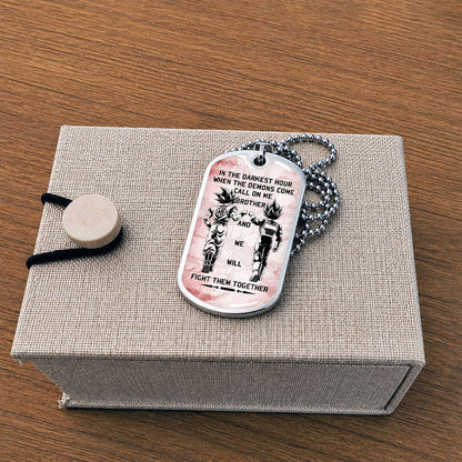 Custom Dragon Ball Goku & Vegeta Brother Dog Tag Necklace - Motivational Quote "Call On Me Brother"  Stainless Steel Pendant - Anime Gift for DBZ Fans - DRDL040