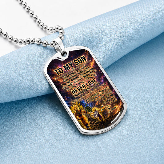 Personalized Dragon Ball Goku & Gohan Dog Tag Necklace - "To My Son From Dad" Stainless Steel Pendant - Meaningful Anime Gift for DBZ Fans - DRDL113