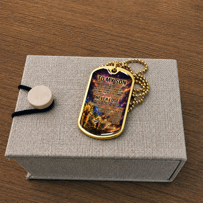 Personalized Dragon Ball Goku & Gohan Dog Tag Necklace - "To My Son From Dad" Stainless Steel Pendant - Meaningful Anime Gift for DBZ Fans - DRDL113