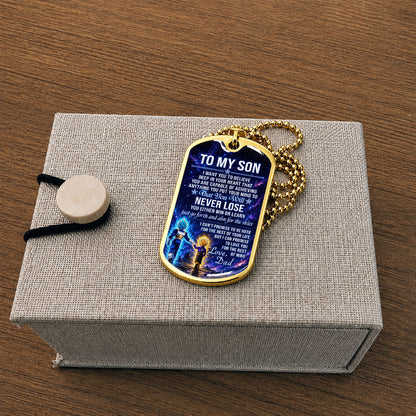 Personalized Dragon Ball Vegeta & Trunks Dog Tag Necklace - "To My Son From Dad" Stainless Steel Pendant - Meaningful Anime Gift for DBZ Fans - DRDL115